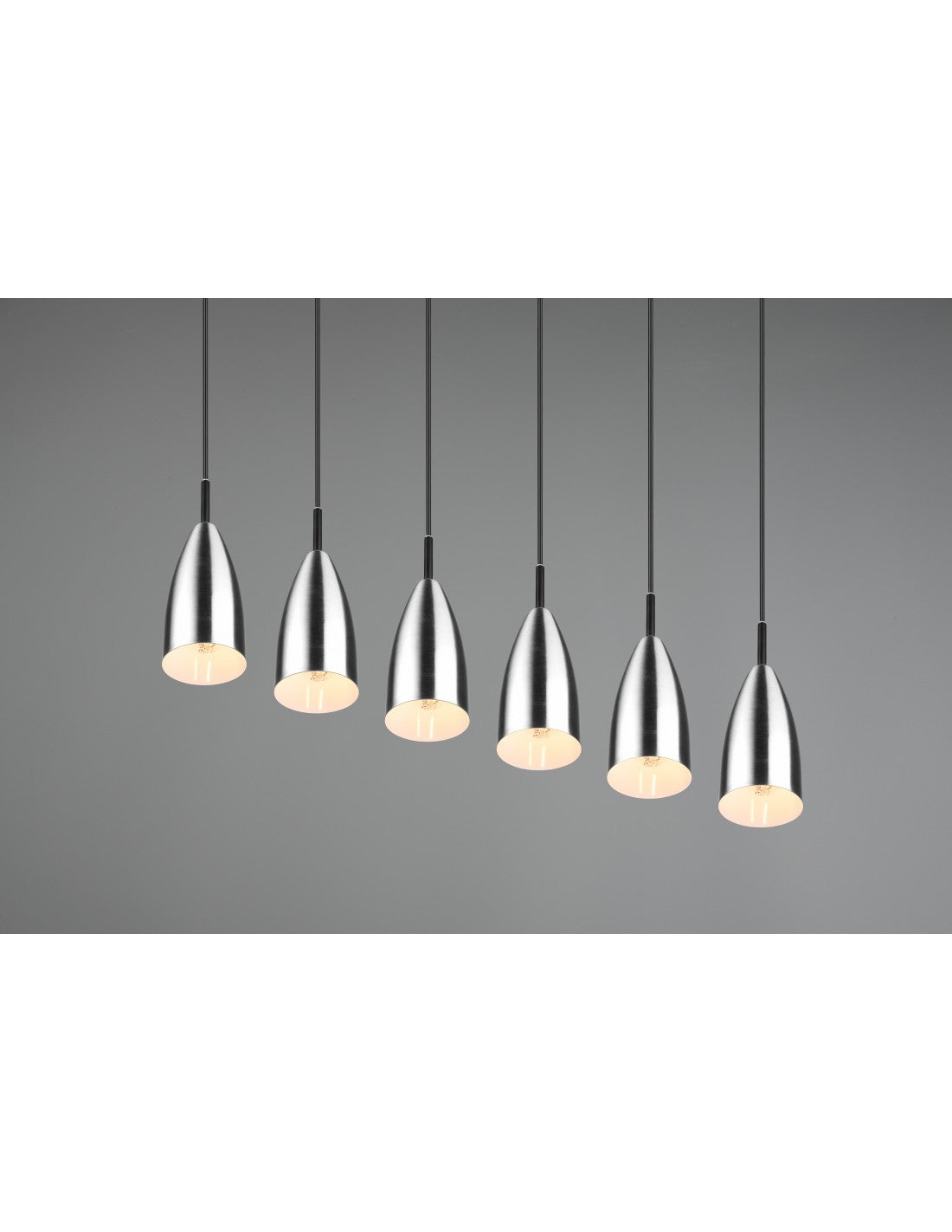 Großer linearer Kronleuchter Island Farin 6 Lichter Nichel Trio Lighting