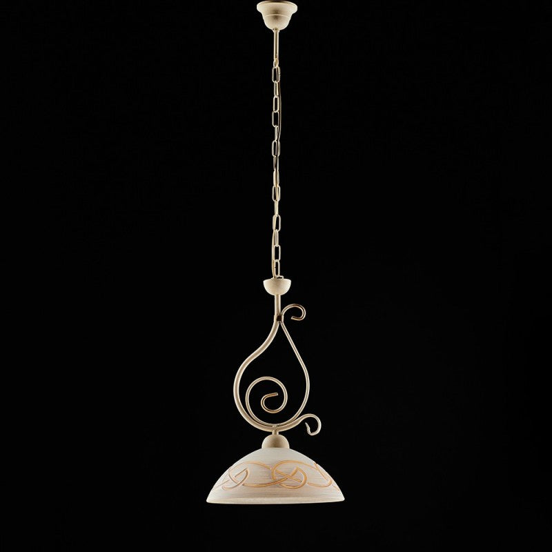 Elfenbeinfarbener Decape-Kronleuchter aus Eisen mit Gold-Finish, einflammig, 30 x H51 cm