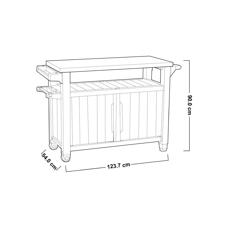 Harztisch für Grill 2 Türen Graphitfarbe 123,7x54xh.90h cm