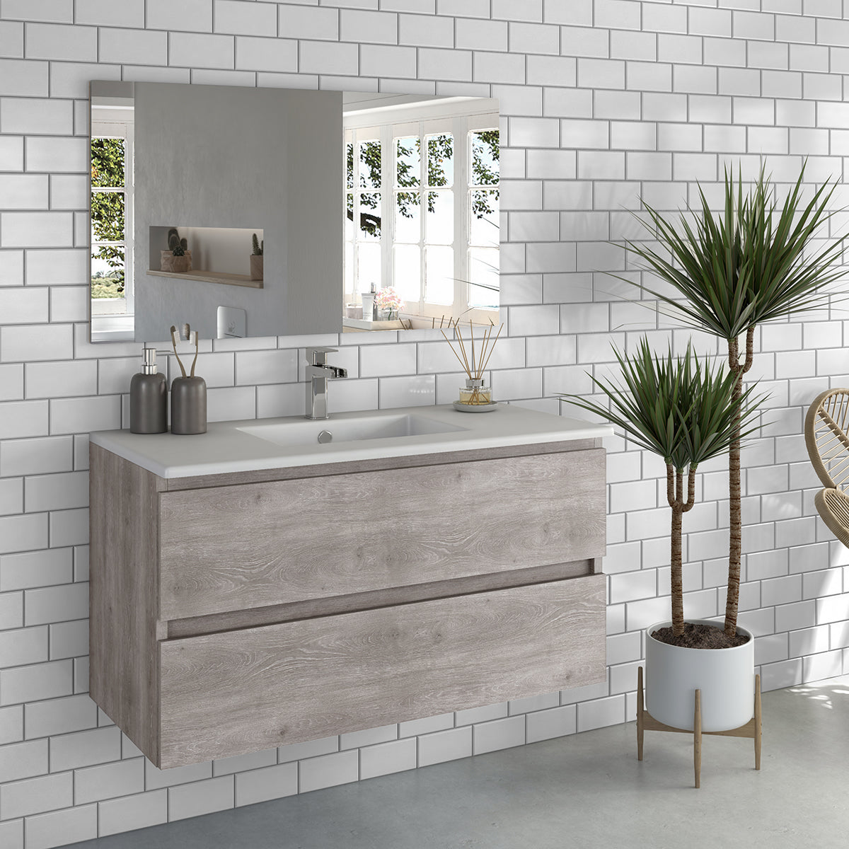 Hängeschrank Eiche grau 100x43x56 cm