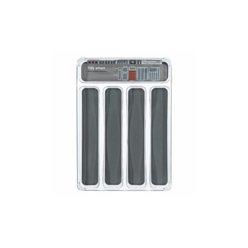 Besteck-Organizer aus Gummi mit fünf Fächern, dunkelgrau, TIDYSMART, 32,5 x 23,2 H4,5 cm