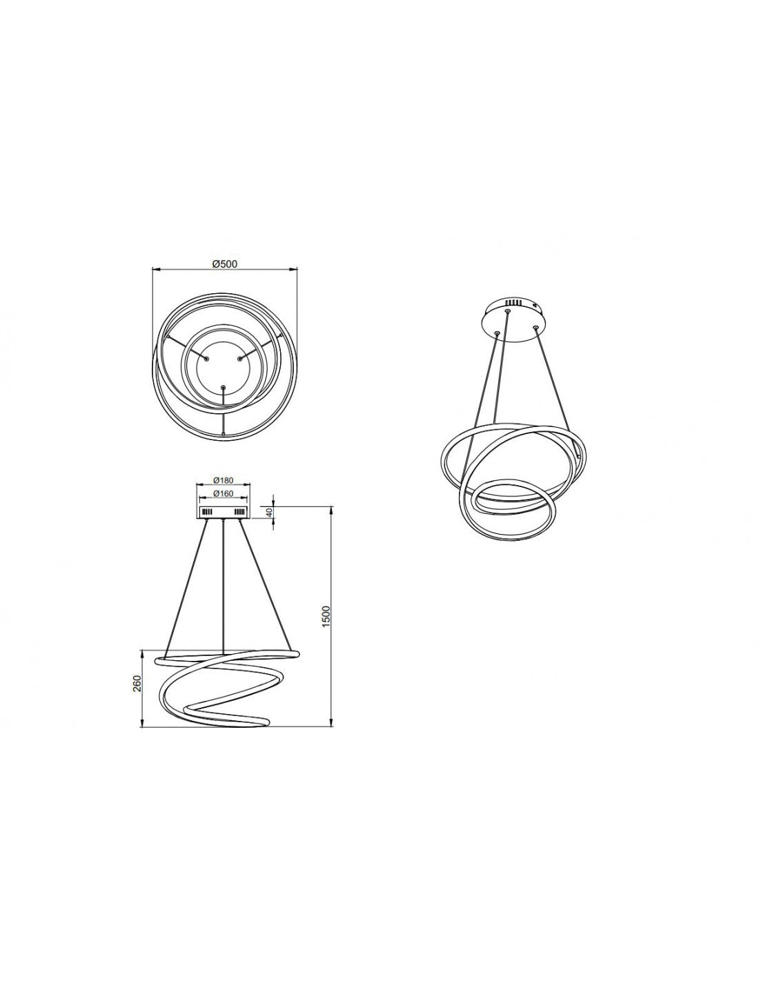 Lampadario LED Dimmer 4000K Design Moderno Vortice Chromo Bologna Trio Beleuchtung