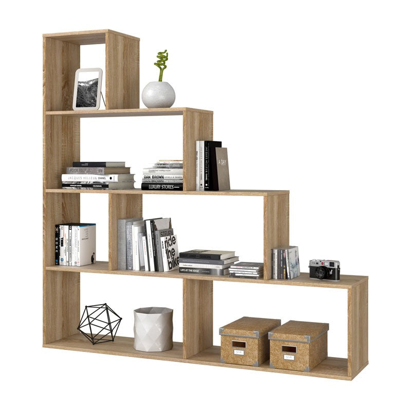 Würfelförmiges Bücherregal aus Eichenholz, 145 x 29 x 145 h cm
