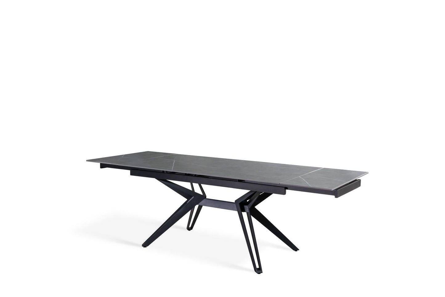 Ausziehbarer grau-schwarzer Tisch 90 cm x 160-240 cm cm H. 76 cm