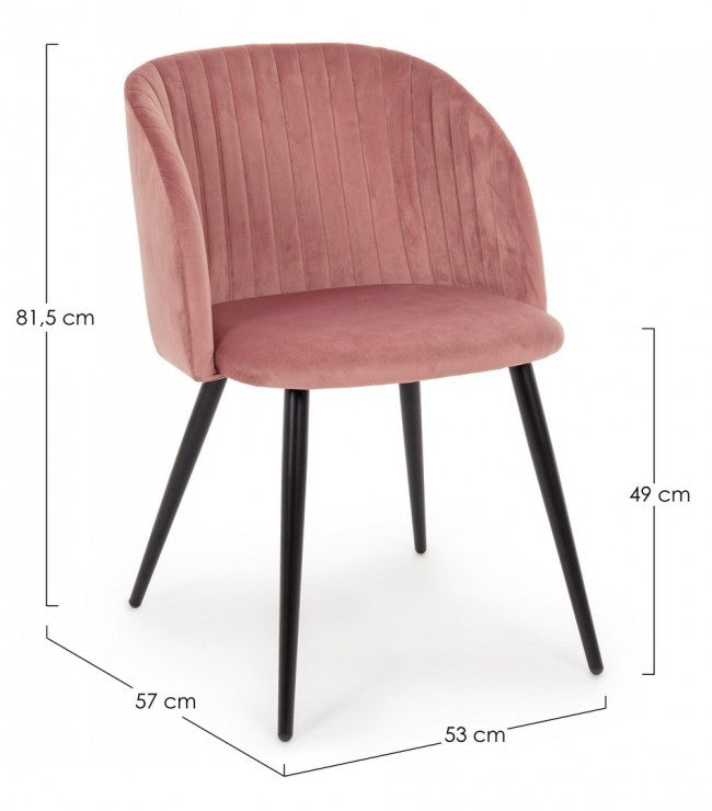 2x Stuhl Queen Velvet Blush
