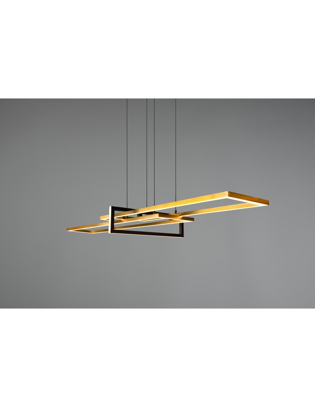 Salinas Pendelleuchte 3 Rechtecke LED 34w Gold-Schwarz L110 cm Dimmbare Trio-Beleuchtung