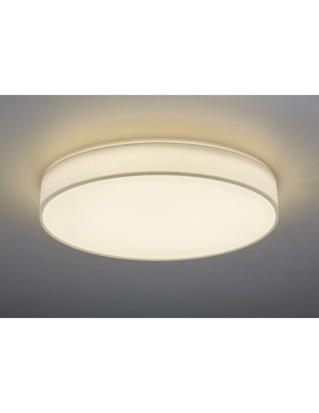 LED-Deckenleuchte mit Lugano-Lampenschirm aus weißem Stoff, Ø75 cm, Trio Lighting