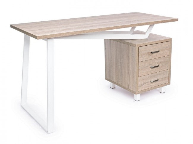 Weißer Holztisch mit Kommode Armande cm 140 x60 x 76 h