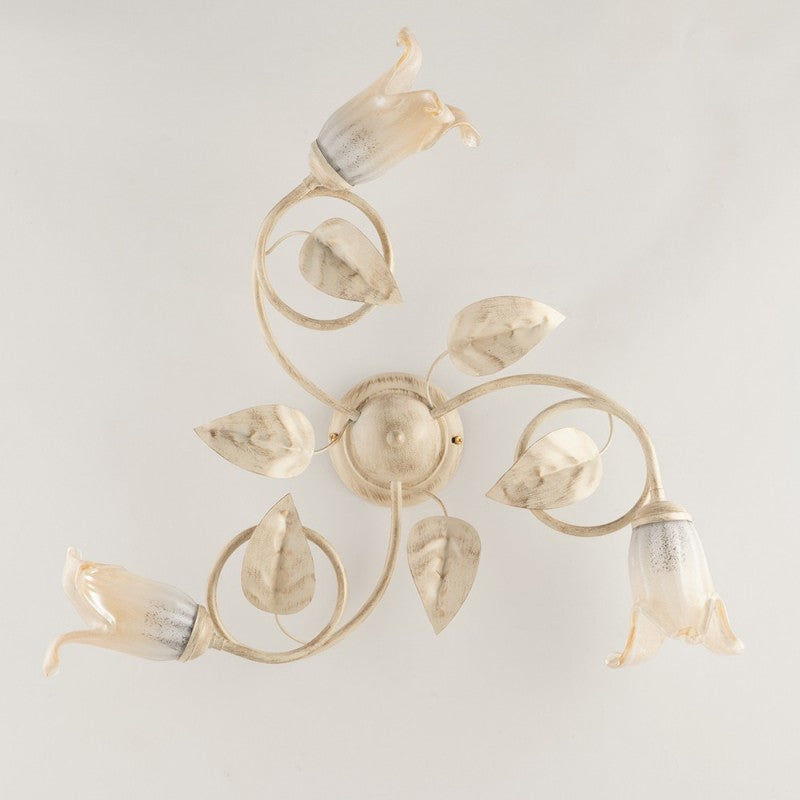 Stacheldrahtsholz Orkonorin Avorio Scheiben Ambra 3 Leuchten 59x h20 cm