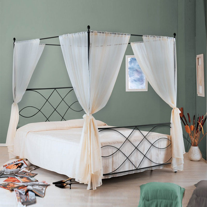 SOSPIRO Doppelbett aus Eisen mit Baldachin, Schwarz, 166 x 208 x 210 cm