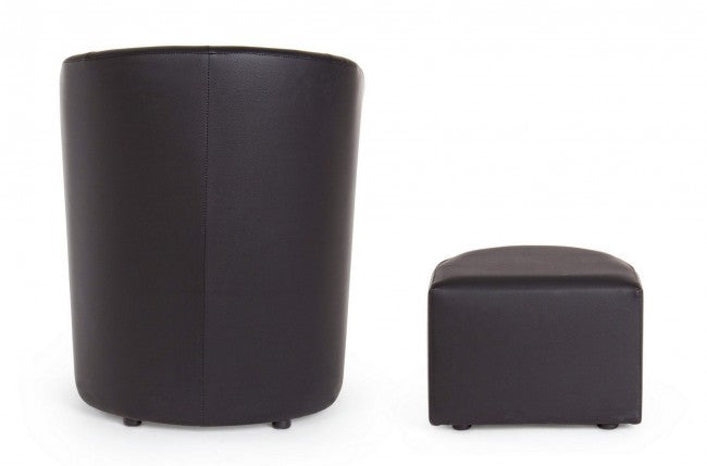 Kunstledersessel mit abnehmbarem Pouf Schwarz RITA 64,5x 59,5x h78 cm