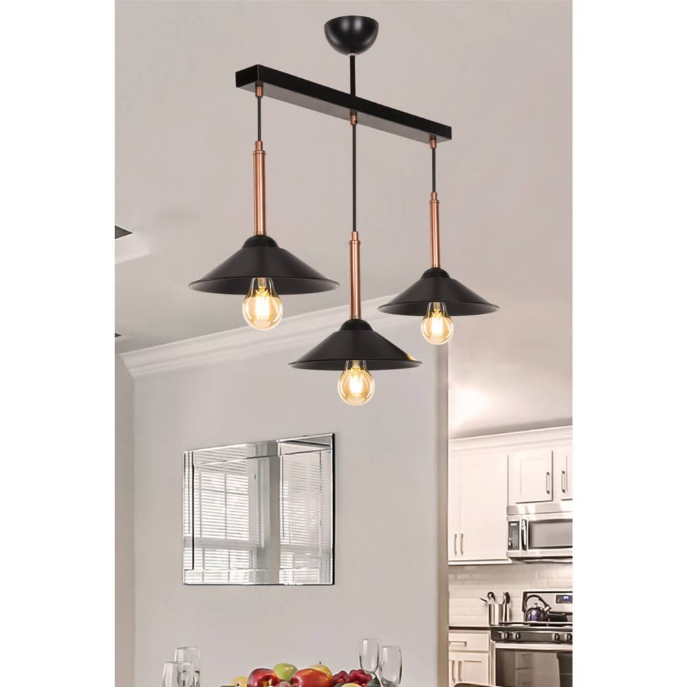 Mandarin MDL4221 Pendelleuchte mit schwarzen Metalllampenschirmen