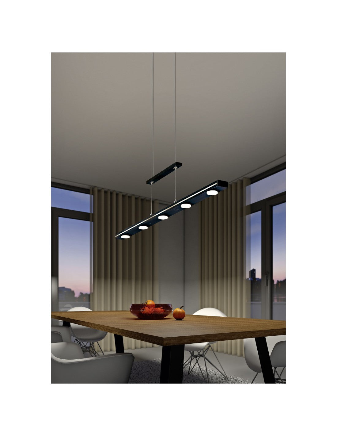Hängende schwarze rechteckige Platte 7 Led über und unter Lacal Trio Beleuchtung