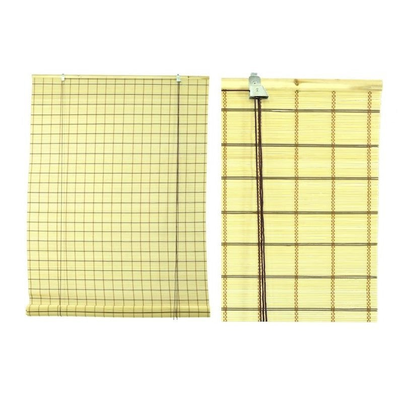 Beiger Rattan-Rollladen mit Walnussstreifen 200x300 cm