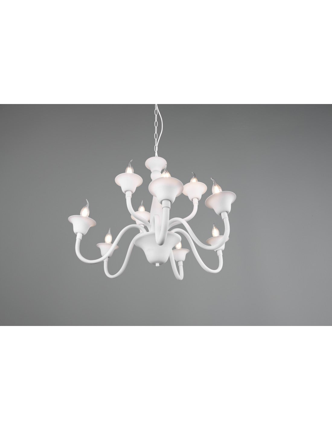 Weißer Esszimmer-Kronleuchter mit 9 Lichtern und Kette Elsa Trio Lighting