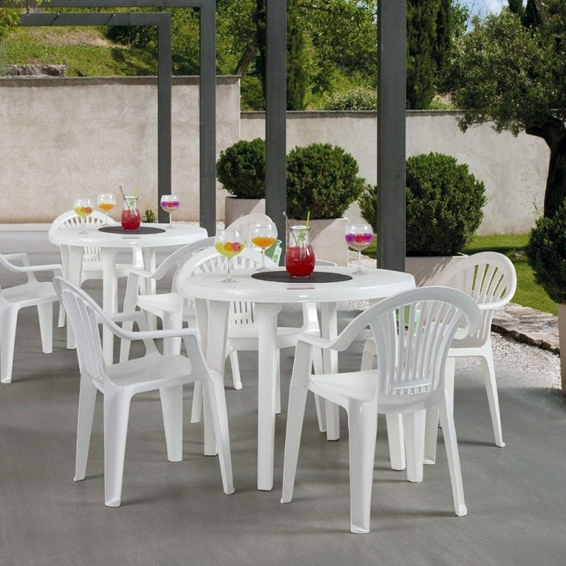 Tavolo rotondo in polipropilene per esterno Bianco BRAGA diametro 90x h72 cm