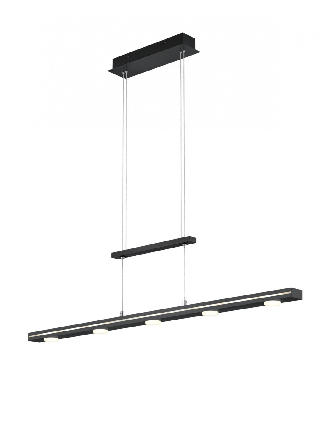 Hängende schwarze rechteckige Platte 7 Led über und unter Lacal Trio Beleuchtung