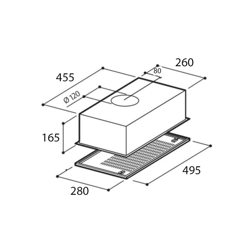 Einbau-Dunstabzugshaube für den Unterschrank, Farbe Grau, 49,5 x 28 cm