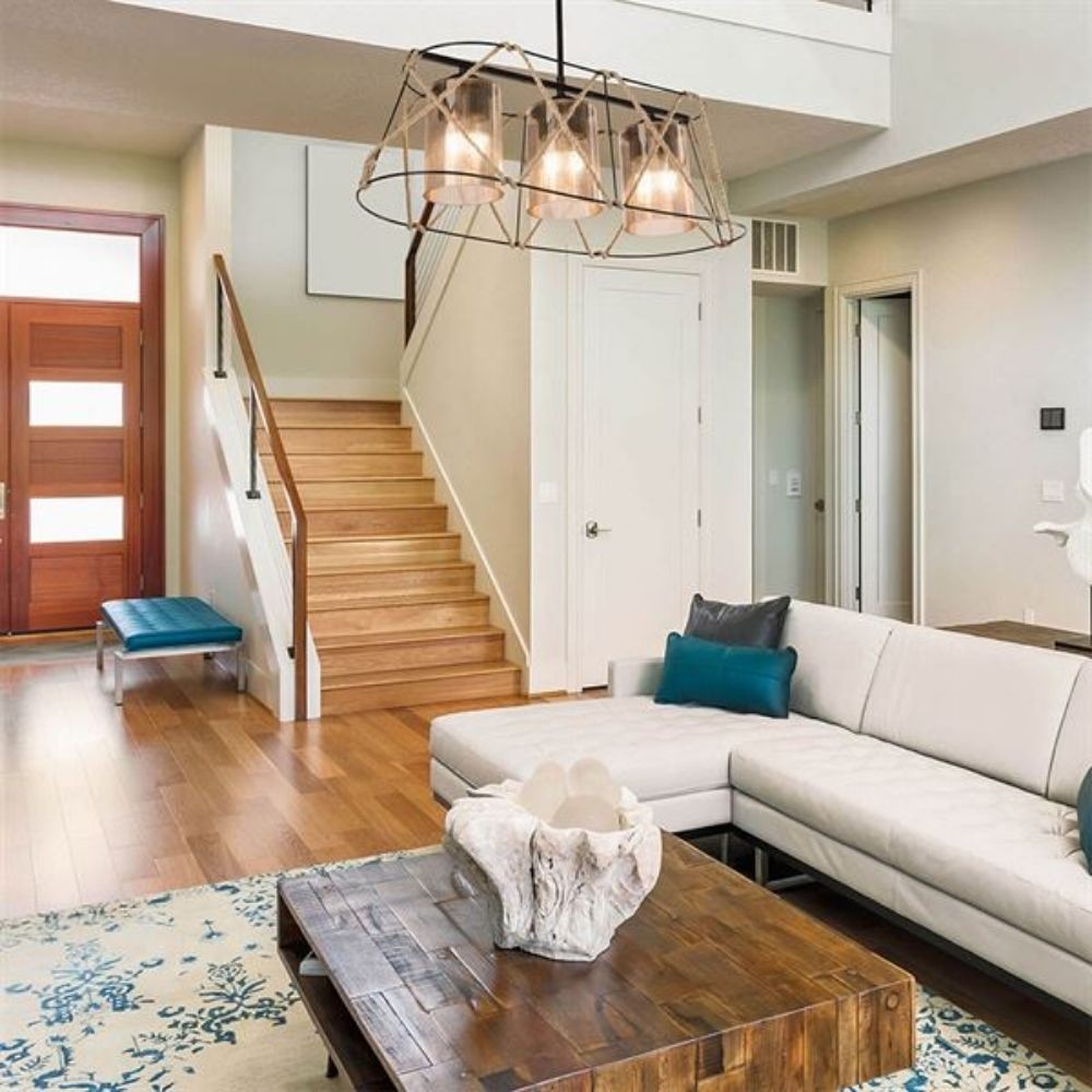 Lampada a sospensione Gezegen ASZ0986 3 luci metallo nero e corda EFFEZ