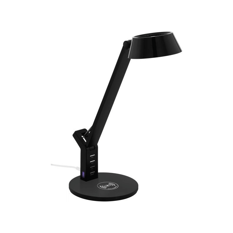 Lampada Scrivania Nera Banderalo Touch Dimmer Led Mit Qi Charger Eglo