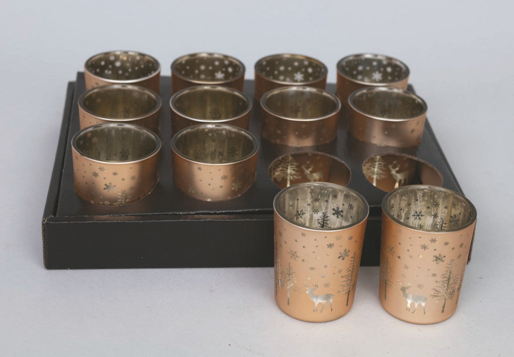 Glas, 6,5 cm, Satingold, Dezember. Rentier-Weihnachtsdekoration