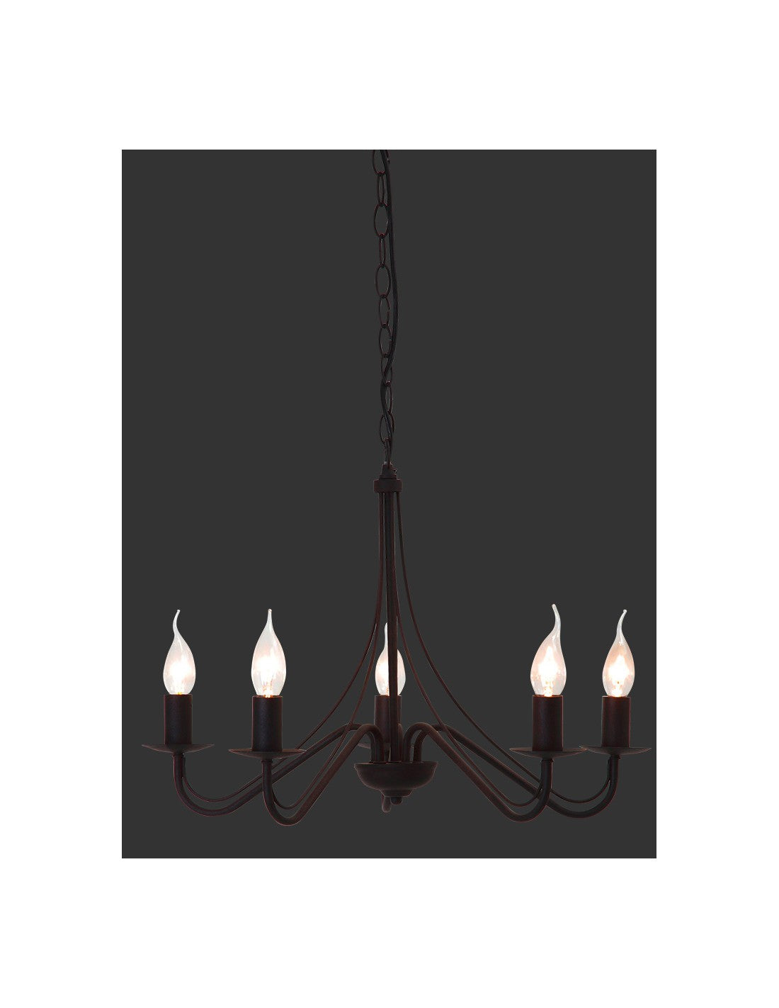 Rustikaler Landhaus-Rost-Kronleuchter 5xE14 Ø55 cm Trio-Beleuchtung
