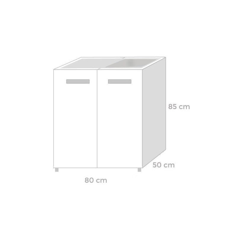 Spülbecken Bianco Frassinato 2-türig Cm 80x50xH 85