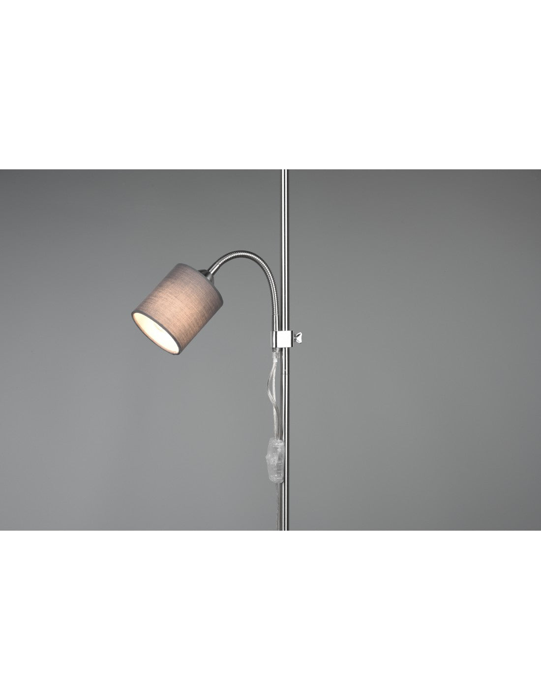 Owen Stehleuchte 1xE27+Spot Nickel und grauer Stoff L36 cm Trio Lighting