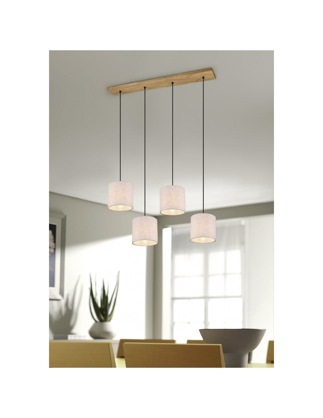 Aufhängung Elmau 4xE27 Nickel und Sand Schatten L100 cm Trio Beleuchtung