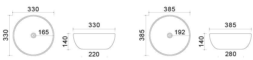 Schlankes Aufsatzwaschbecken Mod. 01 schwarz