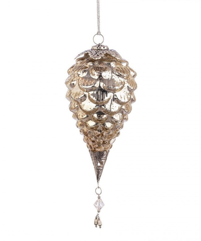 6x Anhänger VT faszinierte Kiefernkegel Gold D110