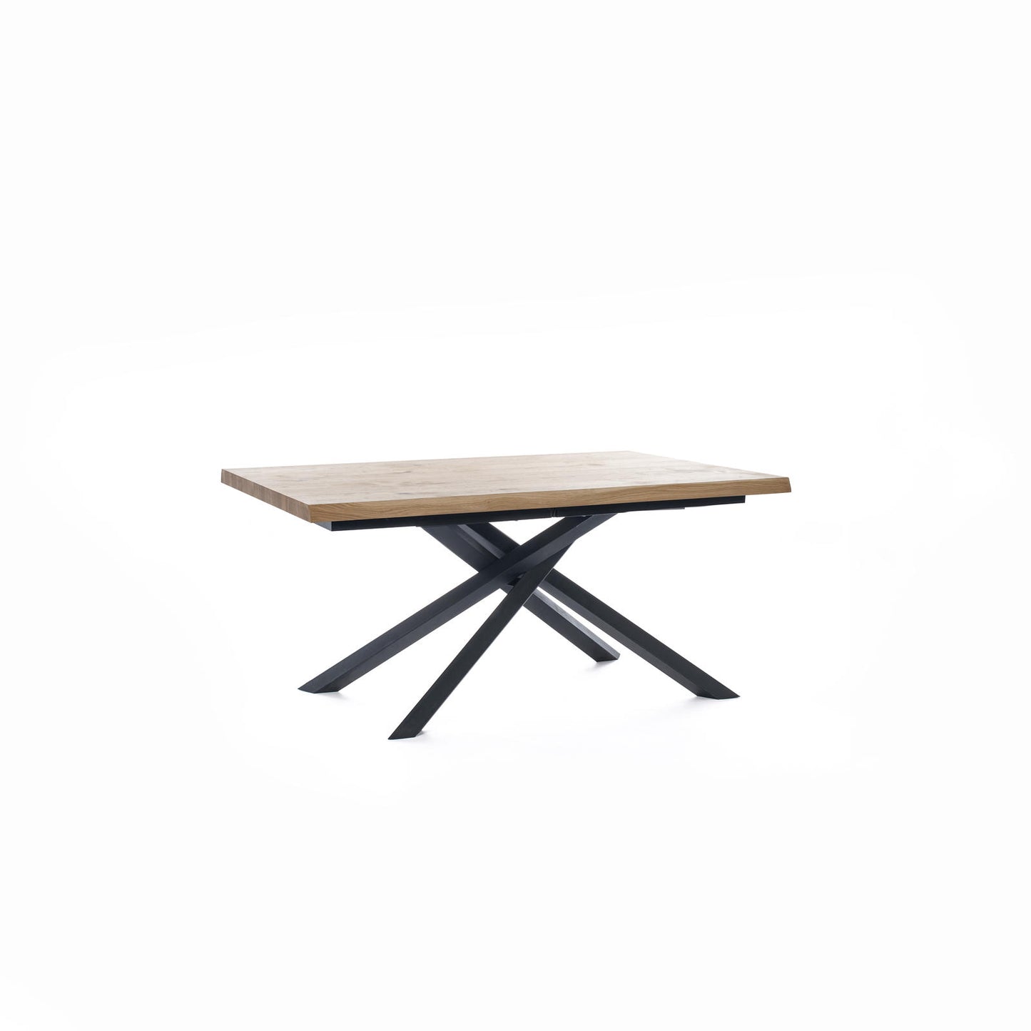 Fester Tisch aus Eichenfurnier und Metallbeinen 160x76h cm