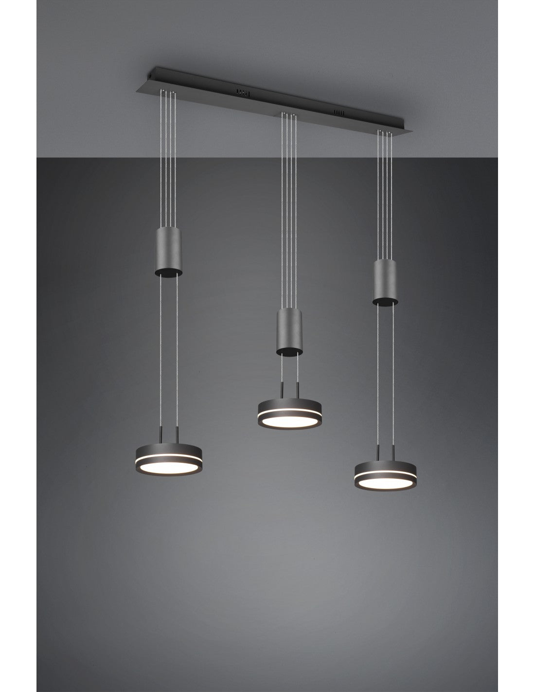 Injektionssuspension 3 Platten Led Franklin Anthrazit Modern Moderne Trio Lighting