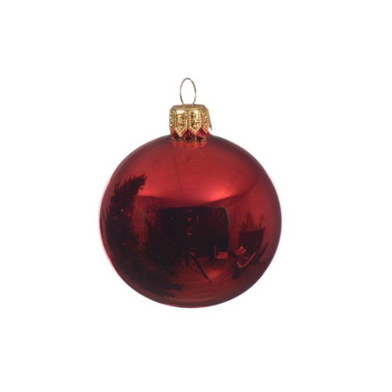 Christbaumschmuck, glänzend rote Glaskugel, 8 cm