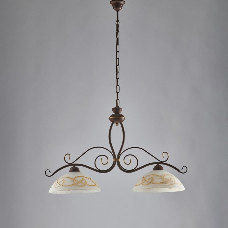 Schmiedeeisen Kronleuchter Schwarz Rost Finish Gold zwei Leuchten 81x h50 cm