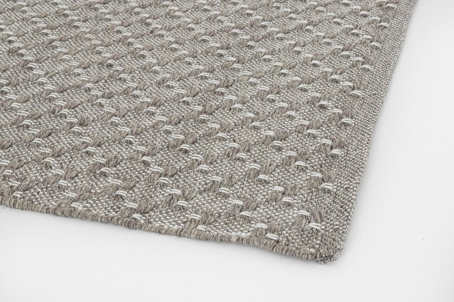 Grauer Outdoor Teppich aus Kunstfaser handgefertigt 230x350