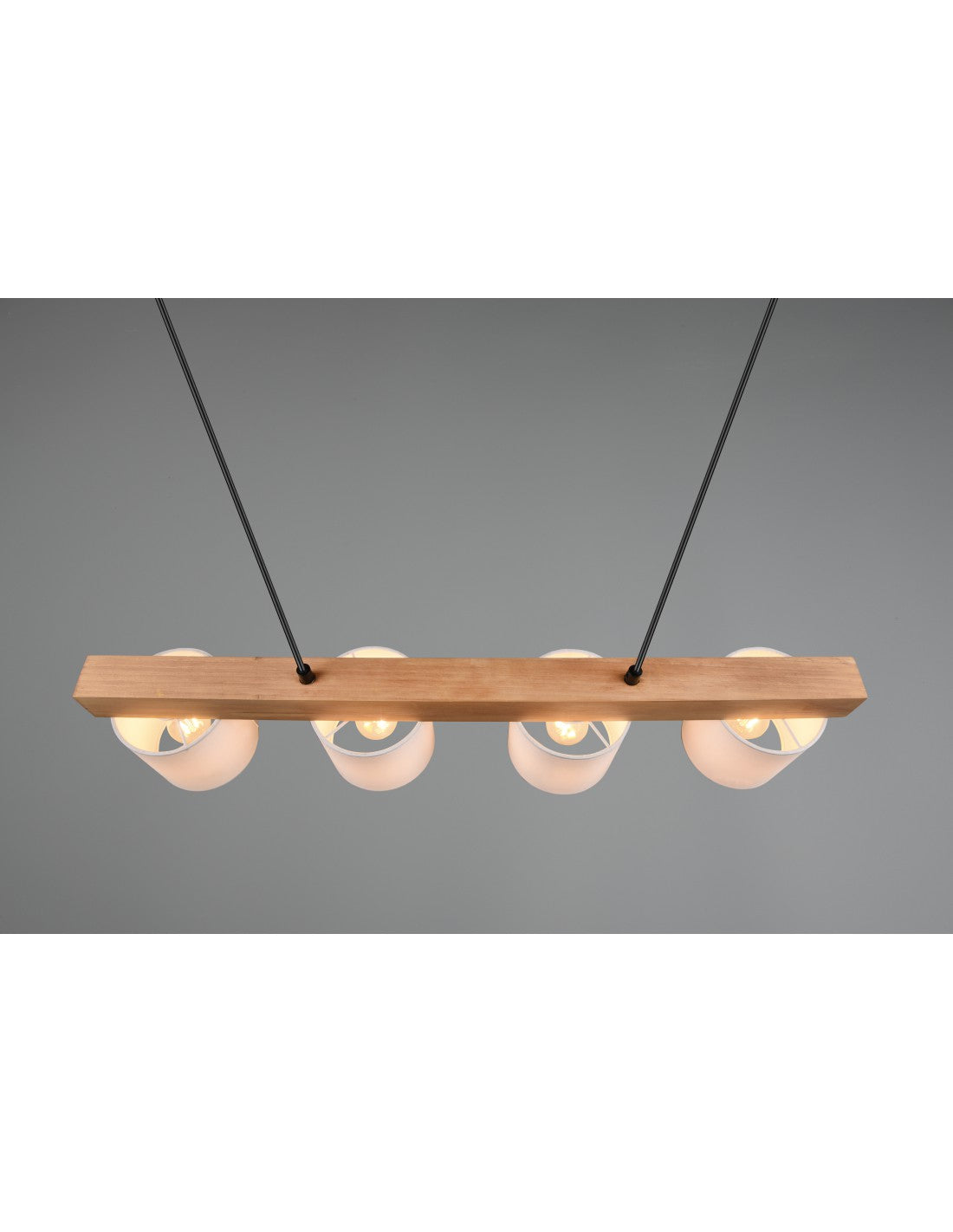 Hängeleuchter aus Holz mit 4 weißen Lampenschirmen Cameron Trio Lighting