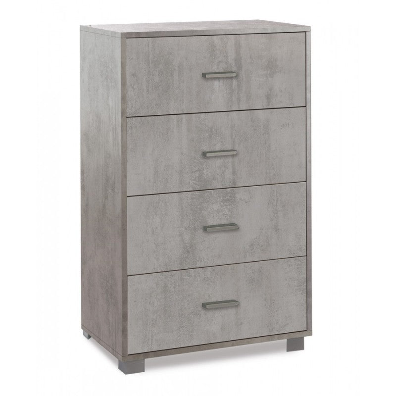 Schlafzimmerkommode mit vier Schubladen Beton Cemento 70x41x h112 cm