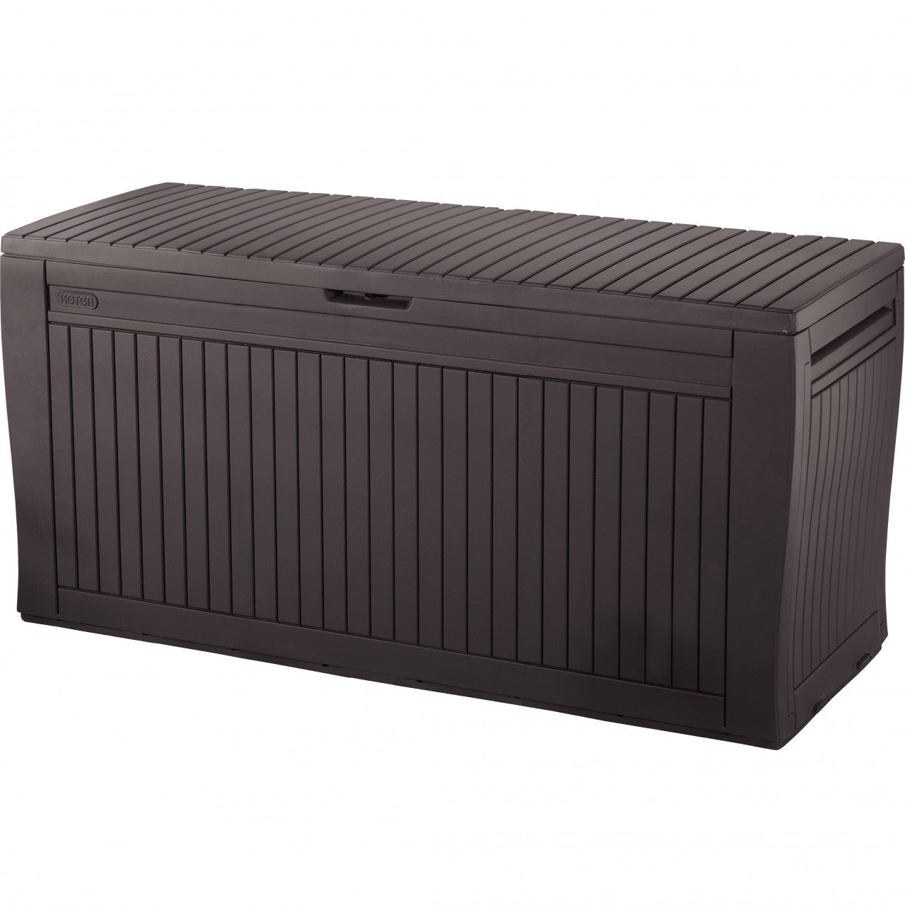 Truhe aus Harz für den Innen-/Außenbereich mit braunen Rädern