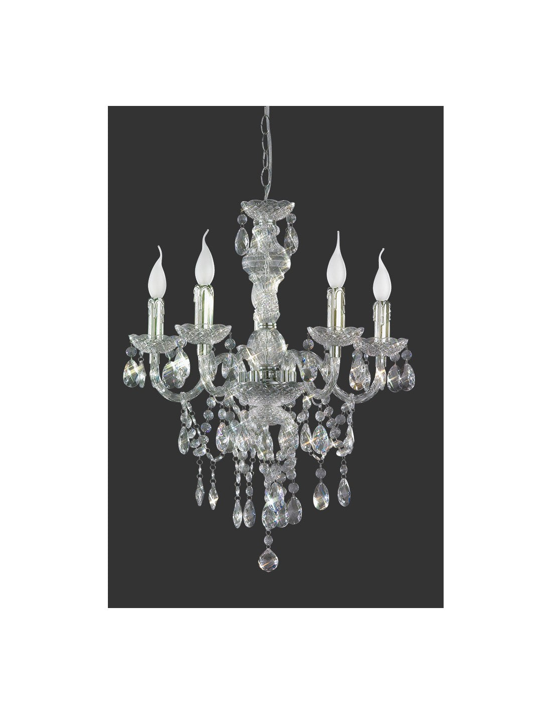 Klassischer Lüster Kronleuchter 5xE14 Chrom mit transparenten Anhängern Trio Lighting