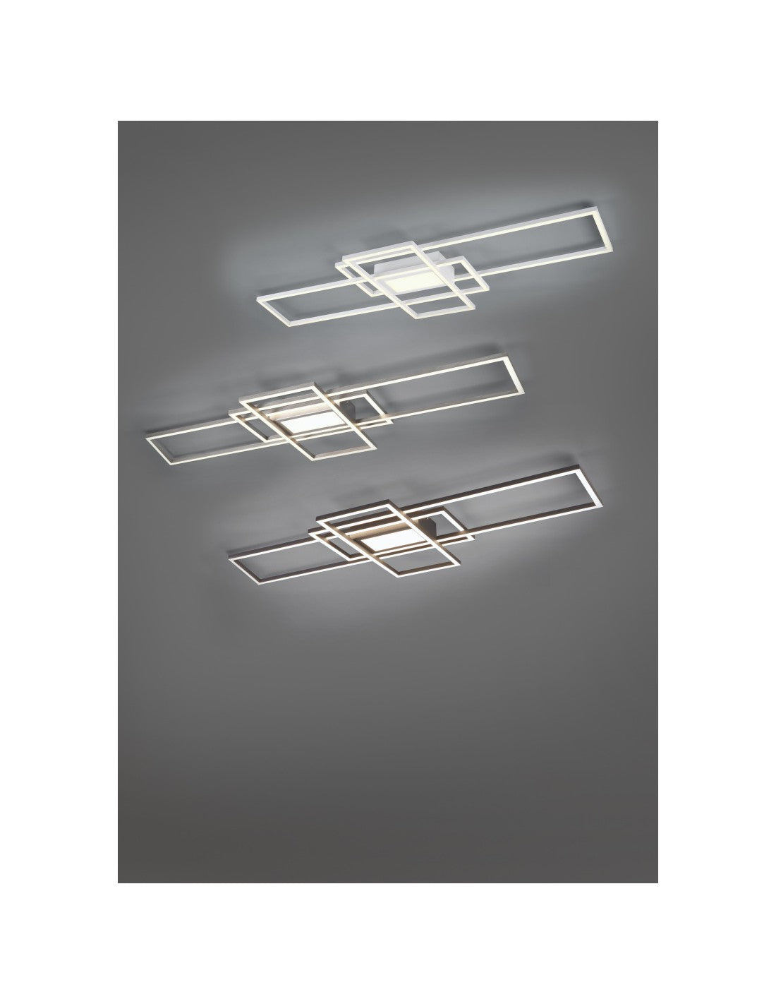 Irvine Deckenleuchte 3 Rechtecke LED 60w Anthrazit L105 cm Dimmbar Trio Lighting