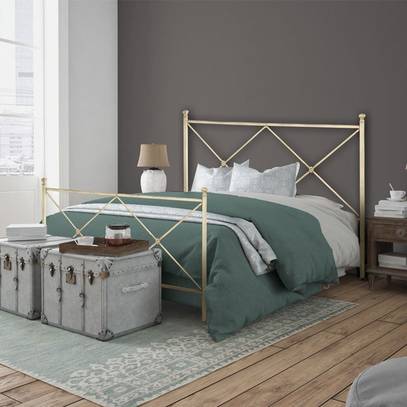 ALBA Doppelbett aus Eisen mit elfenbeinfarbenem Fußteil