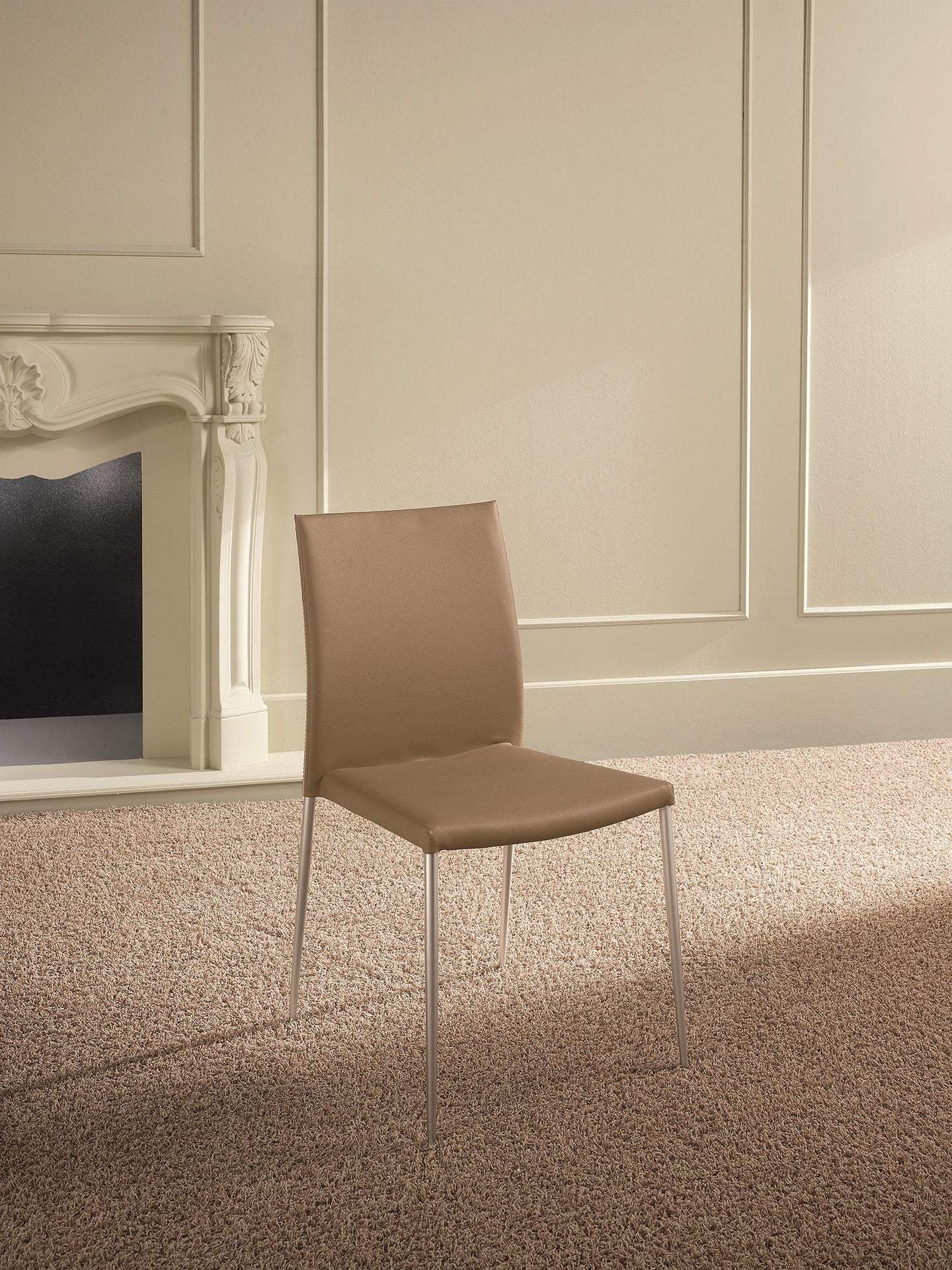 4x brauner Kunstlederstuhl 41,5x44x85h cm