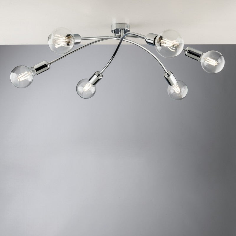 Moderne Plafoniera in Eisen Cromato lucido sechs Leuchten 71x h19 cm urban