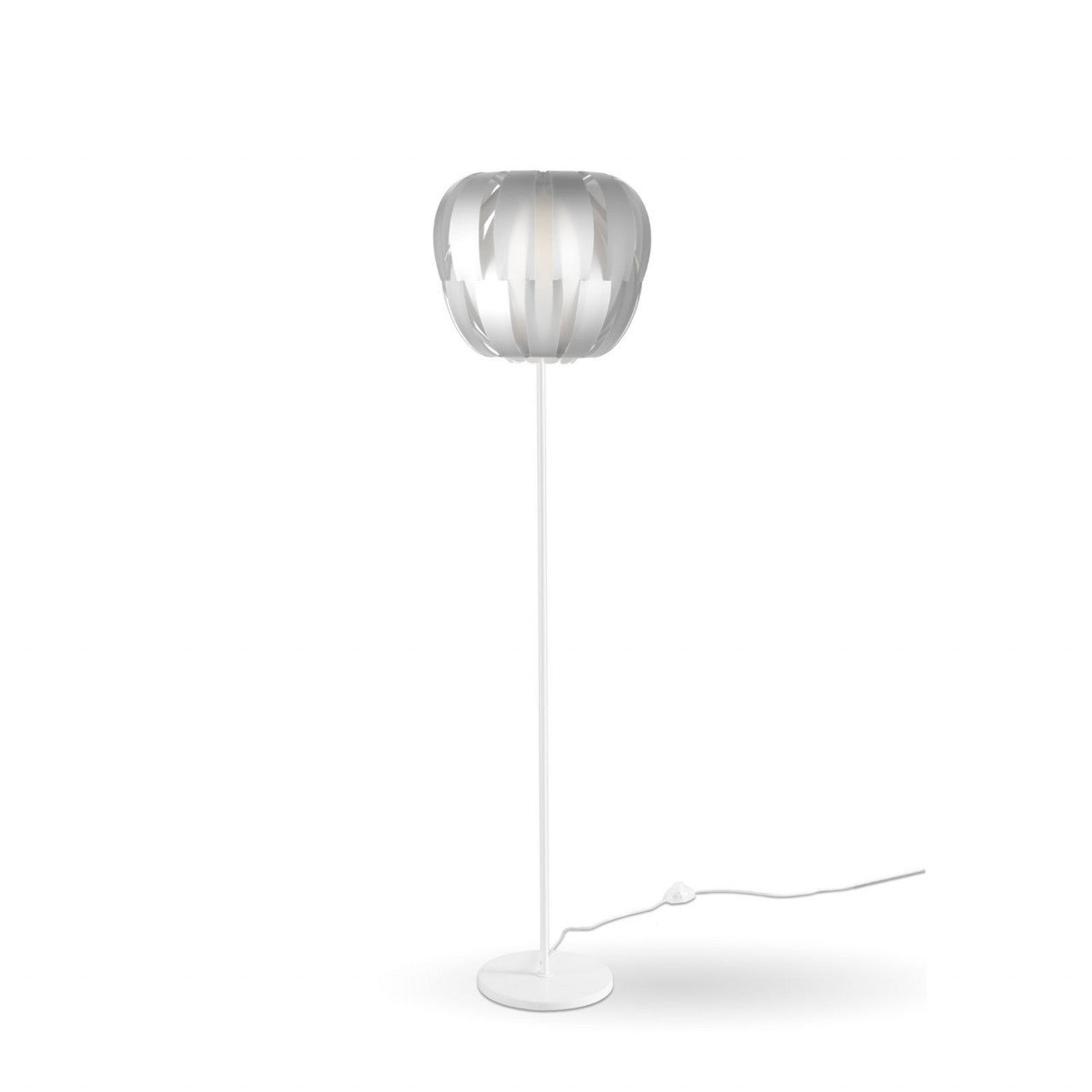 Stehleuchte mit silbernem Metallsockel und Stiel, cm. 42 x 172h