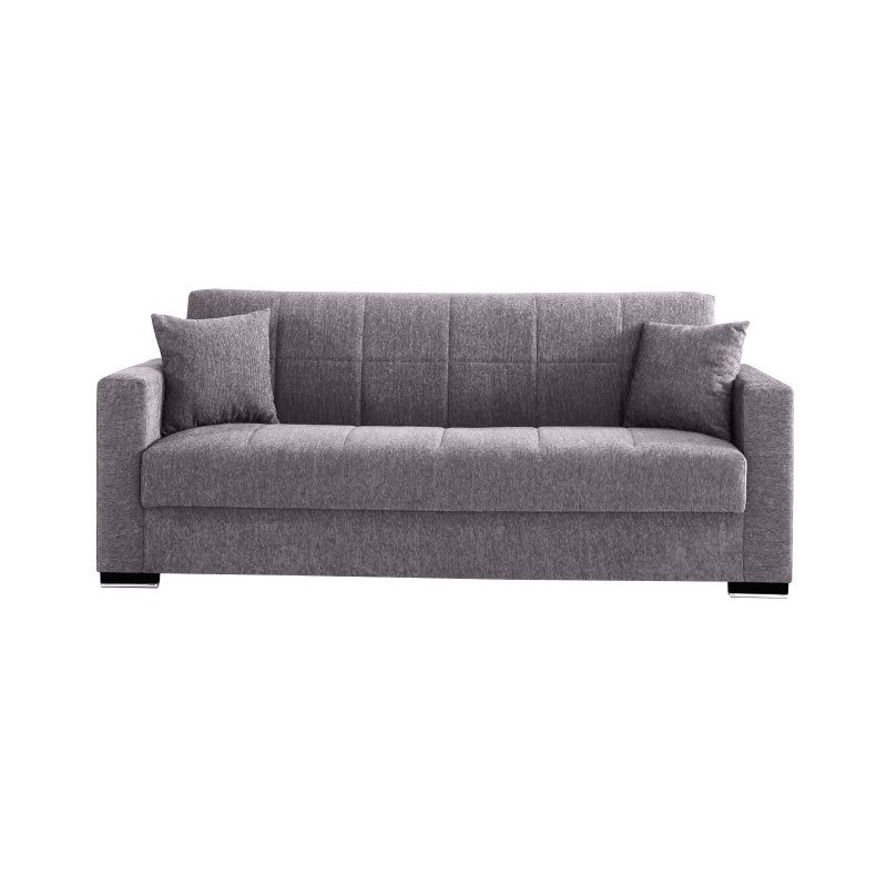 Schlafsofa aus grauem Stoff, H. 210 x 80 x 90 cm