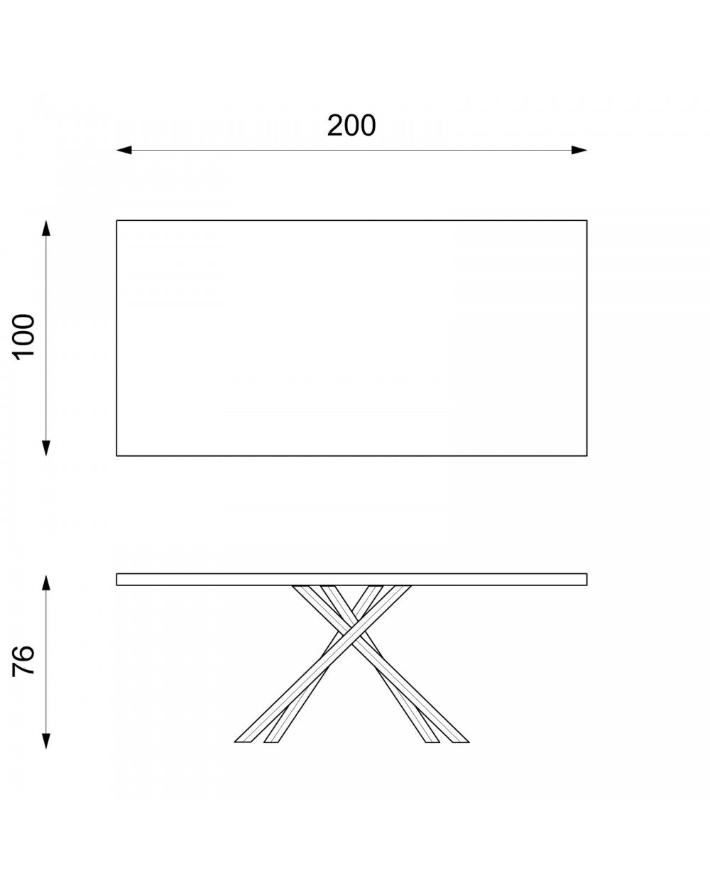 Fester Tisch 200 x 76 H cm – Spike