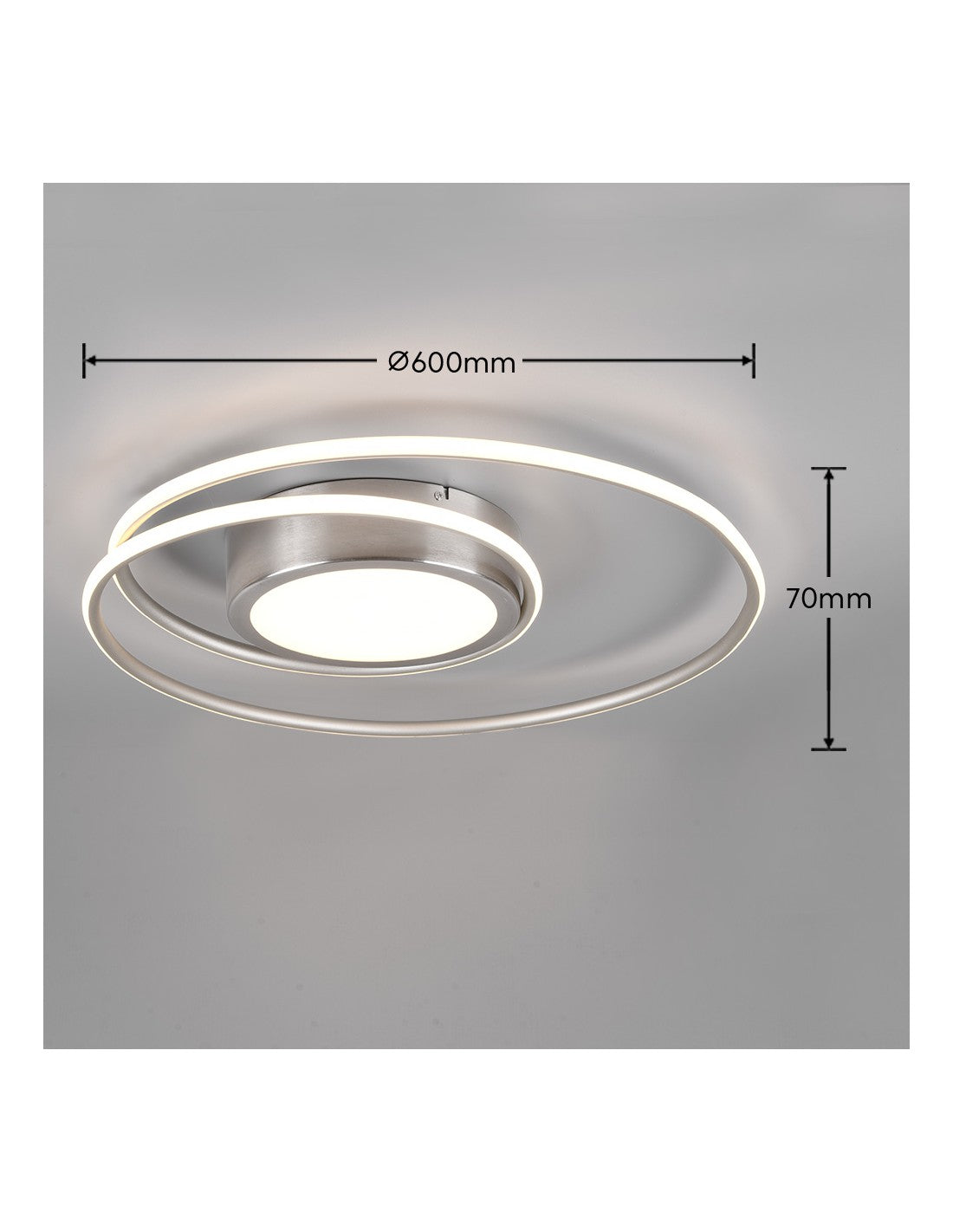 Moderne runde Deckenleuchte Yava Nickel Led Dimmer Trio Lighting