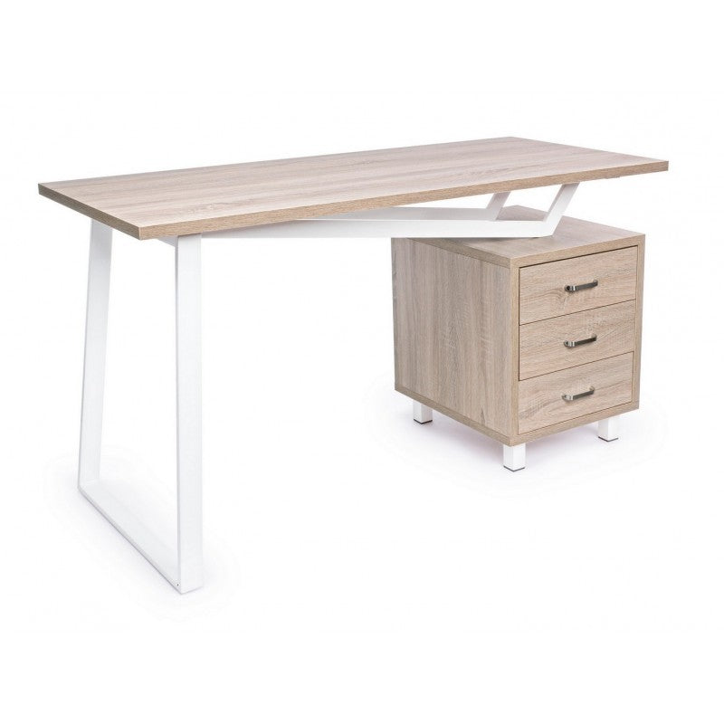 Weißer Holztisch mit Kommode Armande cm 140 x60 x 76 h
