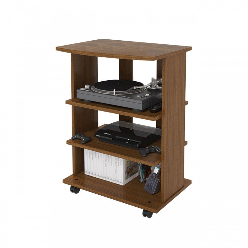 Antiker TV-Wagen aus Walnussholz mit 2 offenen Regalen 60x45xH 81 cm